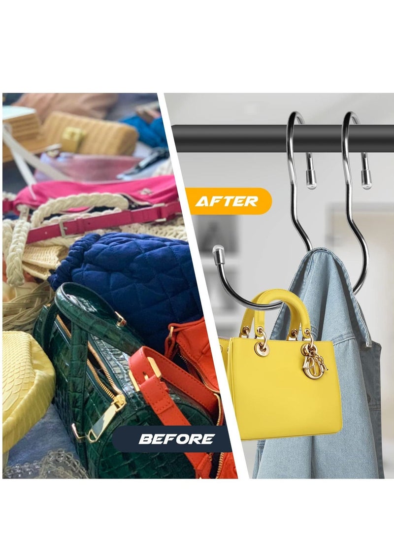 24PCS Purse Hooks for Closet Twist Design S Metal Hanger Hanging Purses Handbags Belts Scarves Hats Clothes Pans and Pots Silver - Image 2