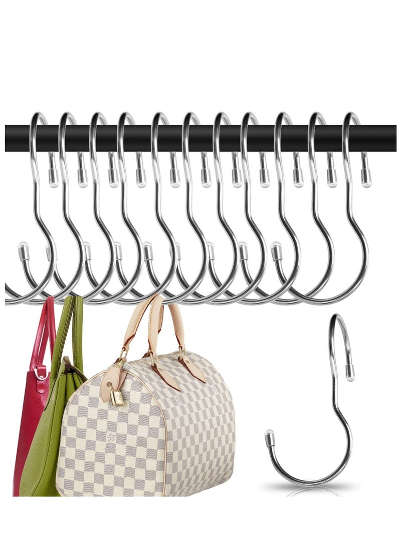 24PCS Purse Hooks for Closet Twist Design S Metal Hanger Hanging Purses Handbags Belts Scarves Hats Clothes Pans and Pots Silver - Image 1