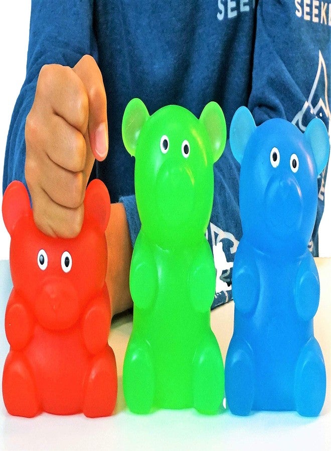 جا-رو لعبة دب جامبو مطاطي من جا-رو (3 عبوات متنوعة) - لعبة دب مطاطية لتخفيف التوتر وتحفيز الحواس. ألعاب إسفنجية، ألعاب فيدجيت للأولاد والبنات، هدايا رائعة للحفلات. بالإضافة إلى ملصق واحد 4341-3s - Image 2