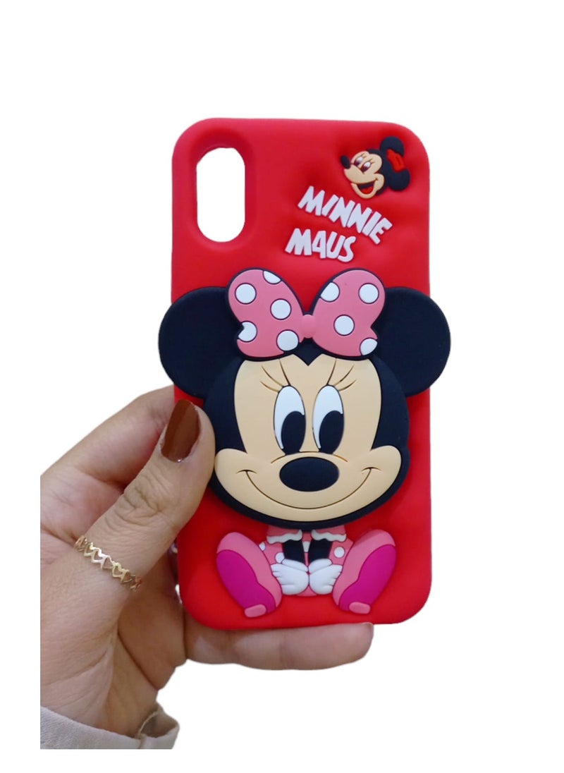 Generic - Back Cover iPhone X/XS  Soft Silicone 3D Cute Cartoon with Holder Full Protective Case Compatible with iPhone X/XS (mickey mouse Case) - Image 1