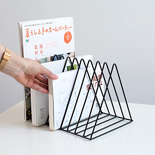 Sooyee 9 Slot Black Magazine Holder,Desktop File Sorter Organizer Triangle Bookshelf Decor Home Office - Image 2