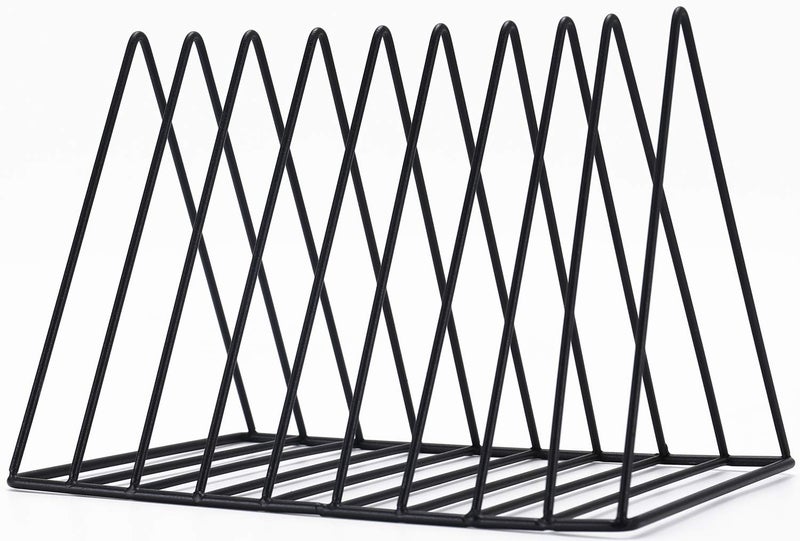 Sooyee 9 Slot Black Magazine Holder,Desktop File Sorter Organizer Triangle Bookshelf Decor Home Office - Image 1