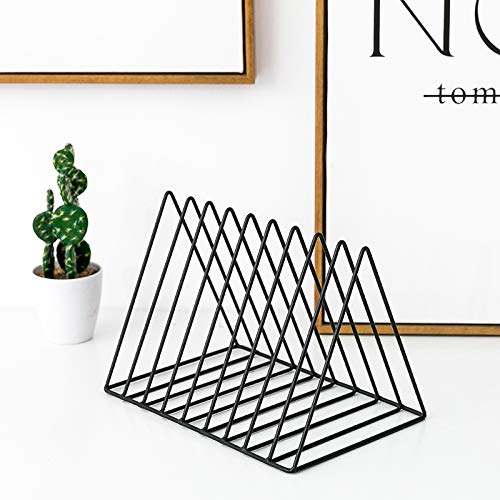 Sooyee 9 Slot Black Magazine Holder,Desktop File Sorter Organizer Triangle Bookshelf Decor Home Office - Image 5
