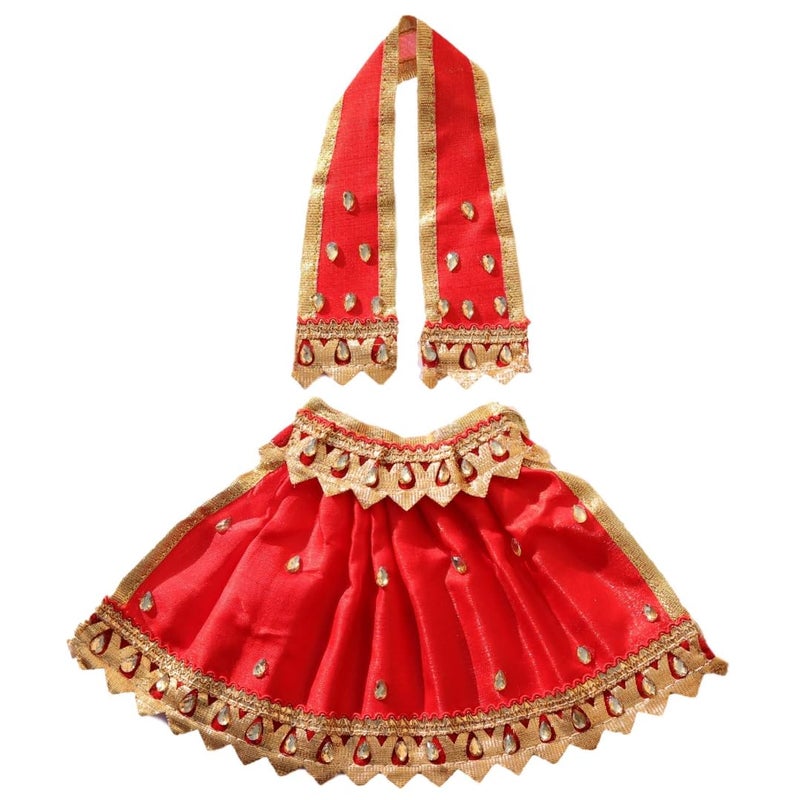 Geetanjali OneStore India Handmade MATA Rani Lehenga PatkaChunri Designer Dress with Lace Work LP 242 Red Size 4 - Image 1