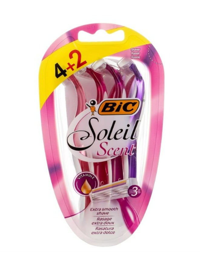 بيك ماكينة حلاقة بيك سوليل سينت ليدي ثلاثية الشفرات للاستخدام مرة واحدة، عبوة من 4 عبوات + 2 عبوة مجانًا - Image 1