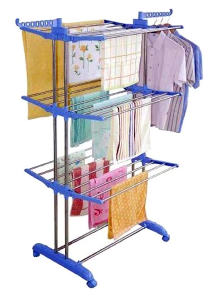 3-Layers Stainless Steel Clothes Hanger Multicolour 170x126x64cm - Image 1