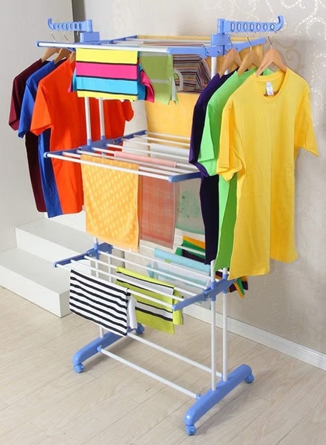 3-Layers Stainless Steel Clothes Hanger Multicolour 170x126x64cm - Image 2