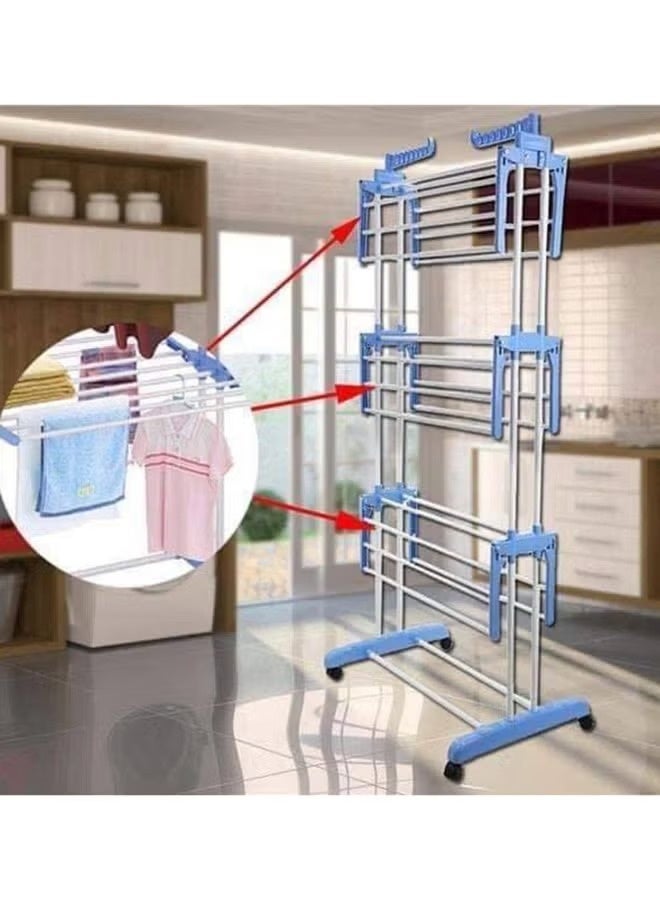 3-Layers Stainless Steel Clothes Hanger Multicolour 170x126x64cm - Image 4
