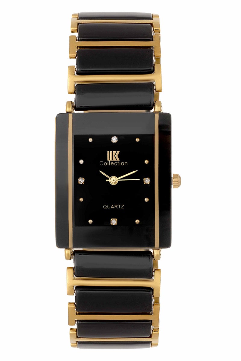 IIK COLLECTION Reactangle Studded Dial Metalic Bracelet Chain Strap Analogue Wrist Watch for Men and Boys - Image 1