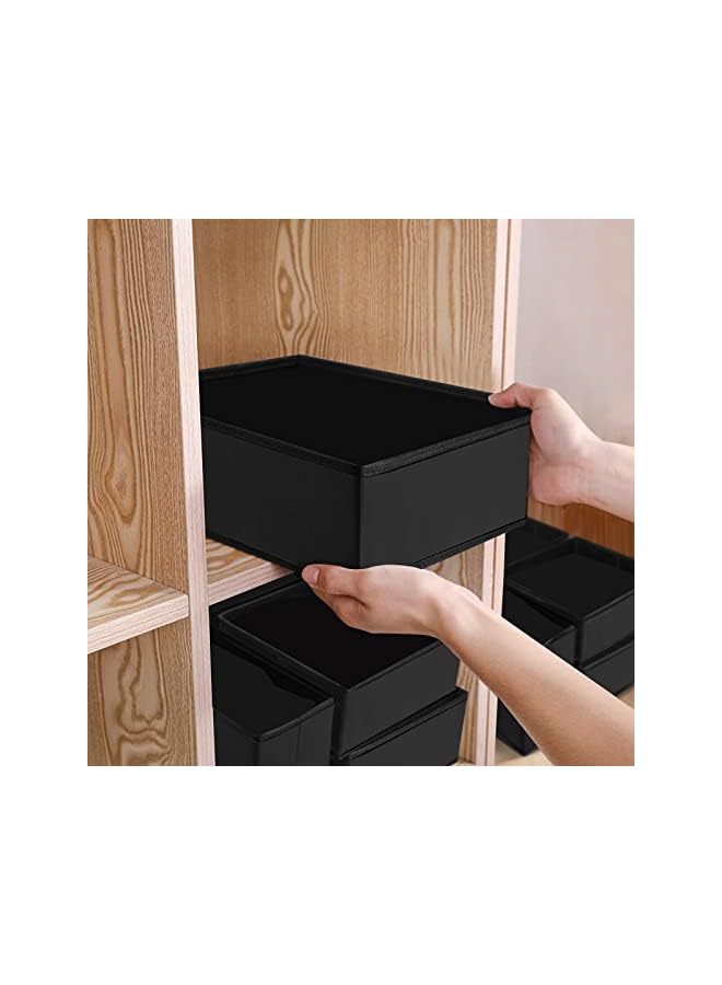 Zaboon 8 Set Clothes Organizers Dresser Drawer Organization Foldable Closet Organizer Underwear Basket Cubes Containers For Storing Clothes Black - Image 3