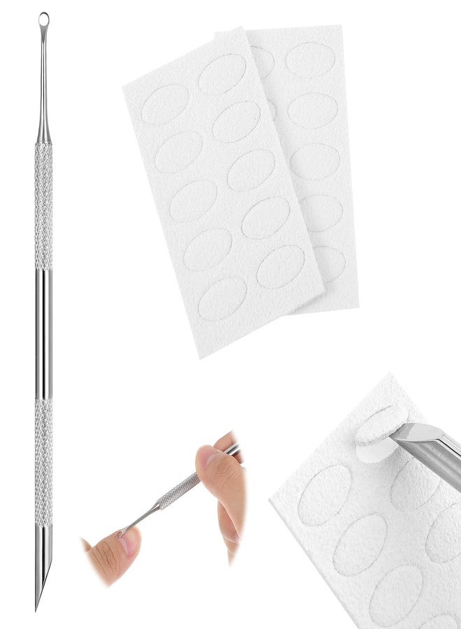 AOZUO Cuticle Pusher and Cutter Remover, Professional Dual-Ended Stainless Steel Nail Cleaner with 20 Pcs Grit Sandpaper Sheets Nail Care Polish Tool for Manicure Pedicure Nail Art - Image 1
