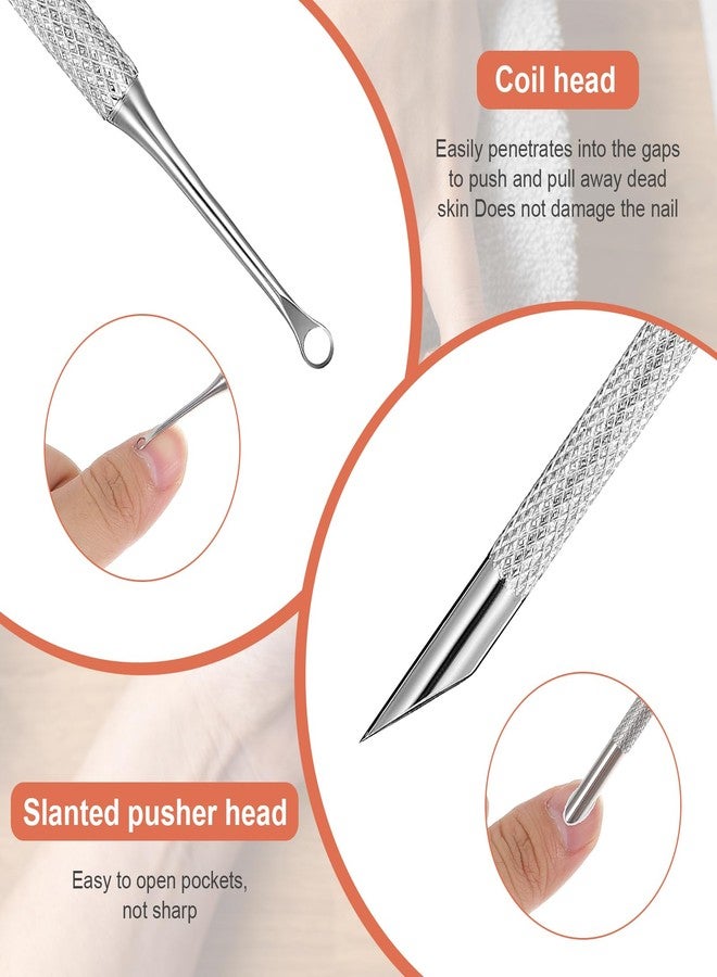 AOZUO Cuticle Pusher and Cutter Remover, Professional Dual-Ended Stainless Steel Nail Cleaner with 20 Pcs Grit Sandpaper Sheets Nail Care Polish Tool for Manicure Pedicure Nail Art - Image 3