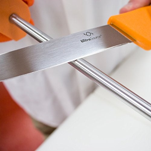 UltraSource Honing Steel, Smooth, 10", Orange Handle Butcher Steel Sharpener - Image 3