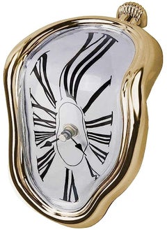 Goodern Melting Clock,Salvador Dali Watch Melted Clock for Home Office Decoration,Wall Clock Table Shelf Desk Decorative Clock,Fashion Melted Clocks Roman Clock,Funny Room Decor Creative Gift-Gold