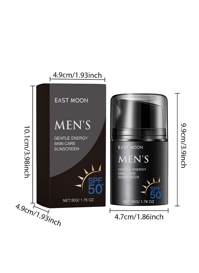 East Moon - Men'S Sunscreen SPF50+,Moisturizing And Non-Sticky Sun Cream,Anti-Oxidation Reduce Skin Damage For Men,Sunscreen Lsolating Cream Effective UV Protection 50g - Image 1