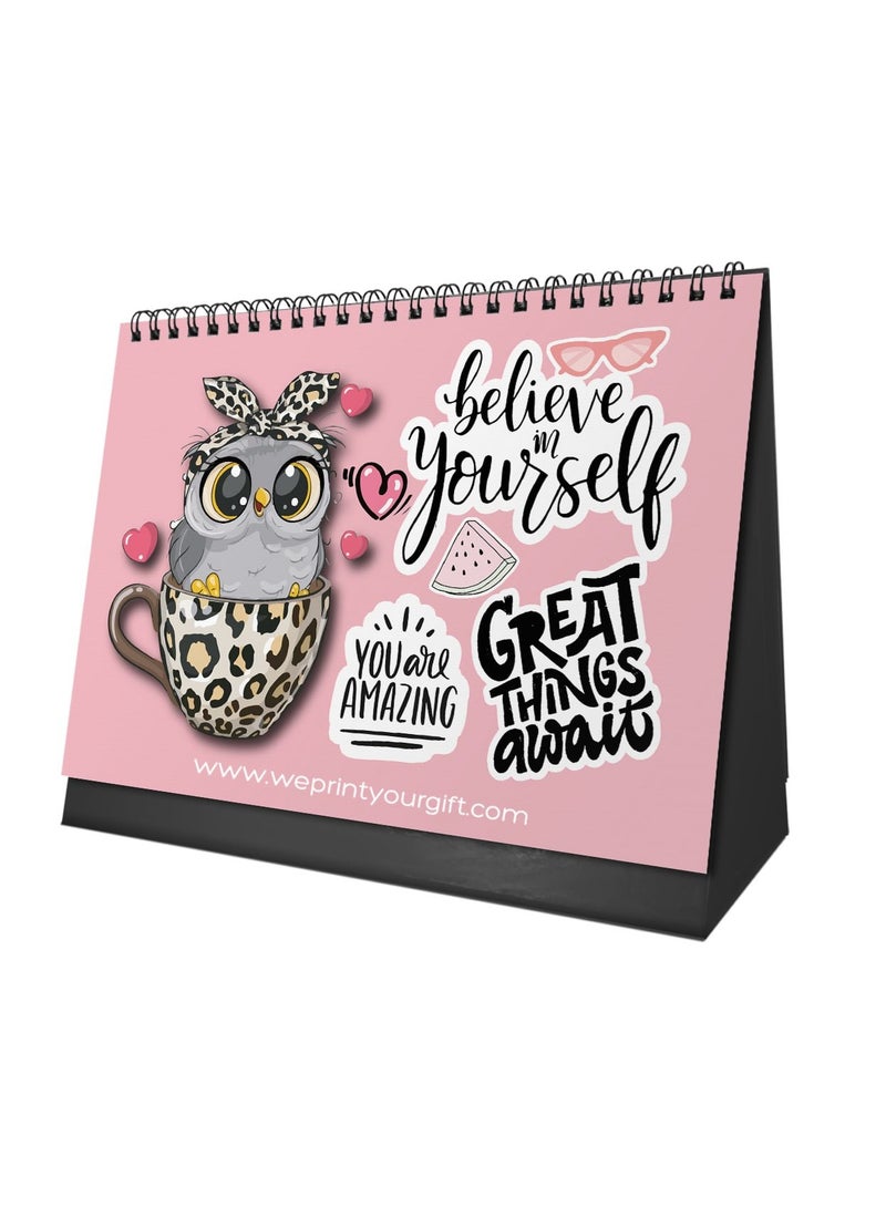 We Print, Your Gift 2026 Desk Calendar – Owl Design – Sturdy Cardboard Base - Image 3