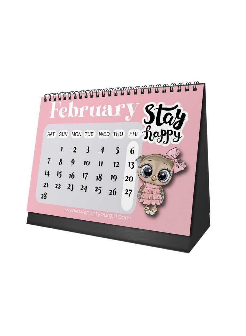 We Print, Your Gift 2026 Desk Calendar – Owl Design – Sturdy Cardboard Base - Image 4