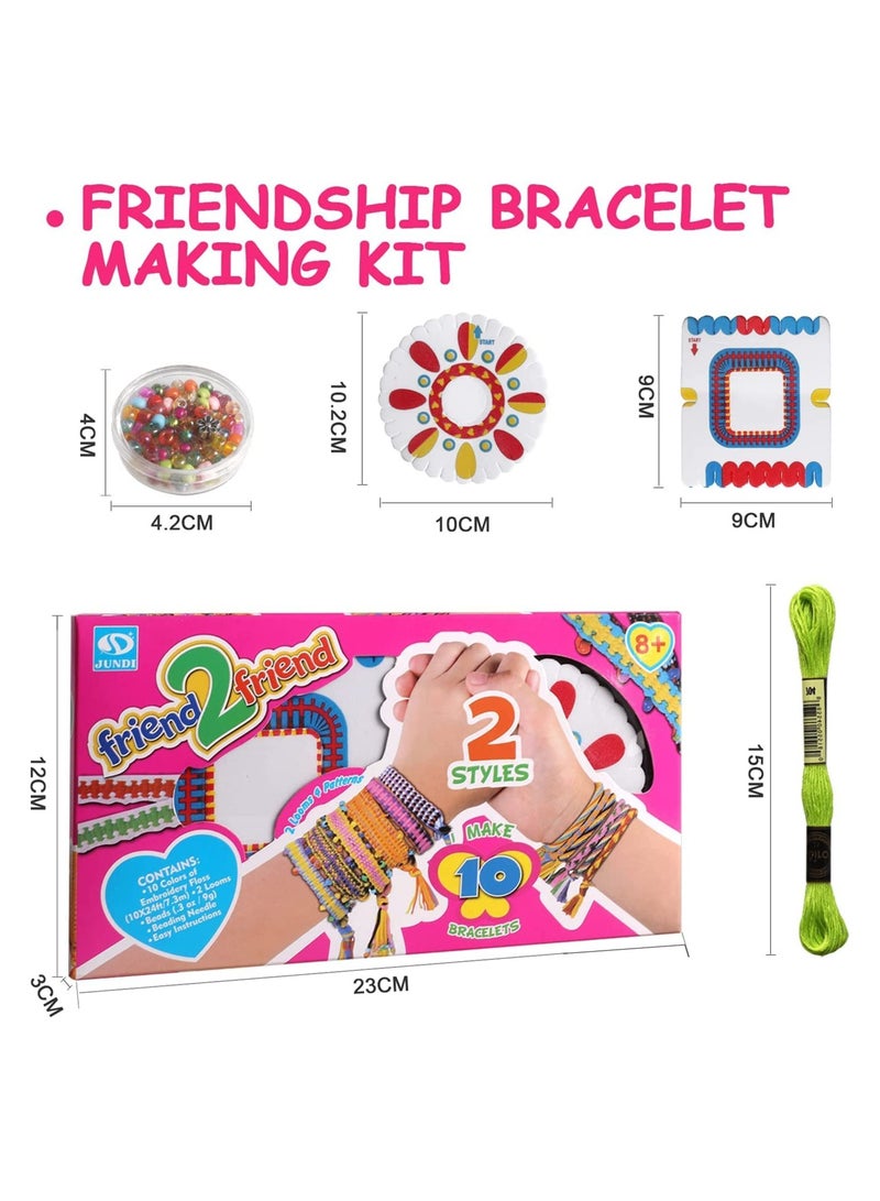 Excefore Friendship Bracelet Making Kit for Girls Kids Bracelets Making Craft Toy Set with Letter Beads/Glass Beads/Woven Board 10 Colors Friendship Bracelet Kit Arts and Crafts for Kids with Beads - Image 4