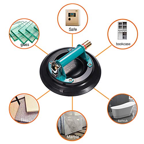 ZUOS 10" Glass suction cup for Granite & Glass Lifting, Vacuum Suction Cup with Metal Handle and Brass Pump,760lbs Load Capacity (10" -Mental) - Image 3