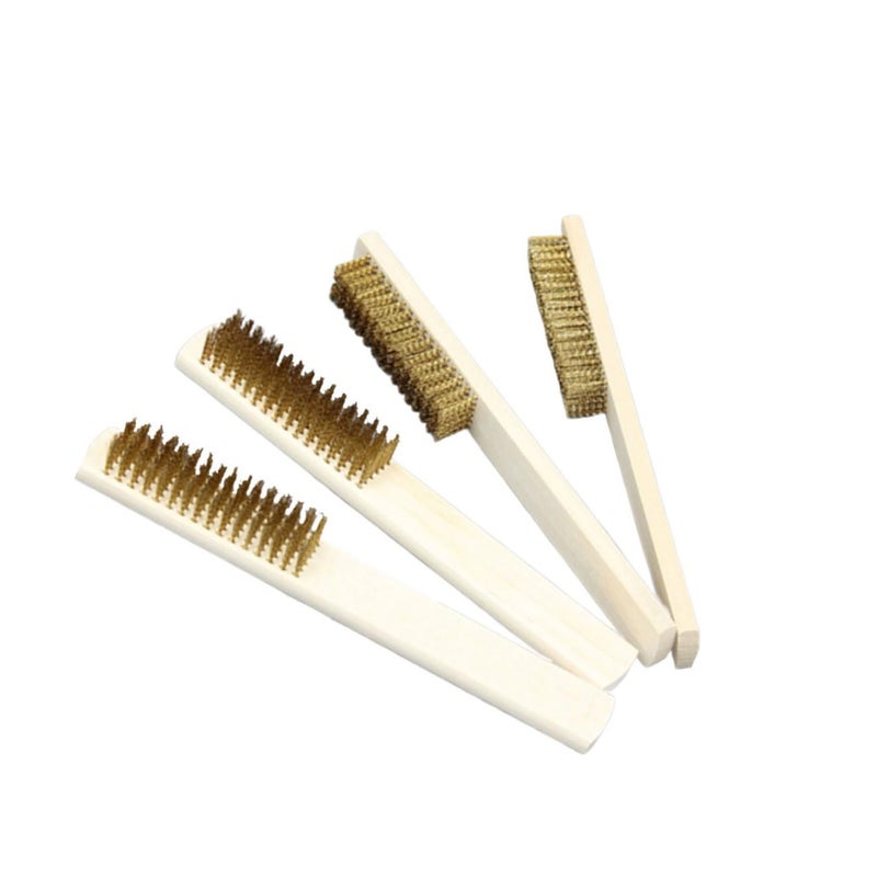 4 Pack Steel Wire Brushes for Cleaning Kitchen Paint Rust Wooden Handle Tool Set - Image 2