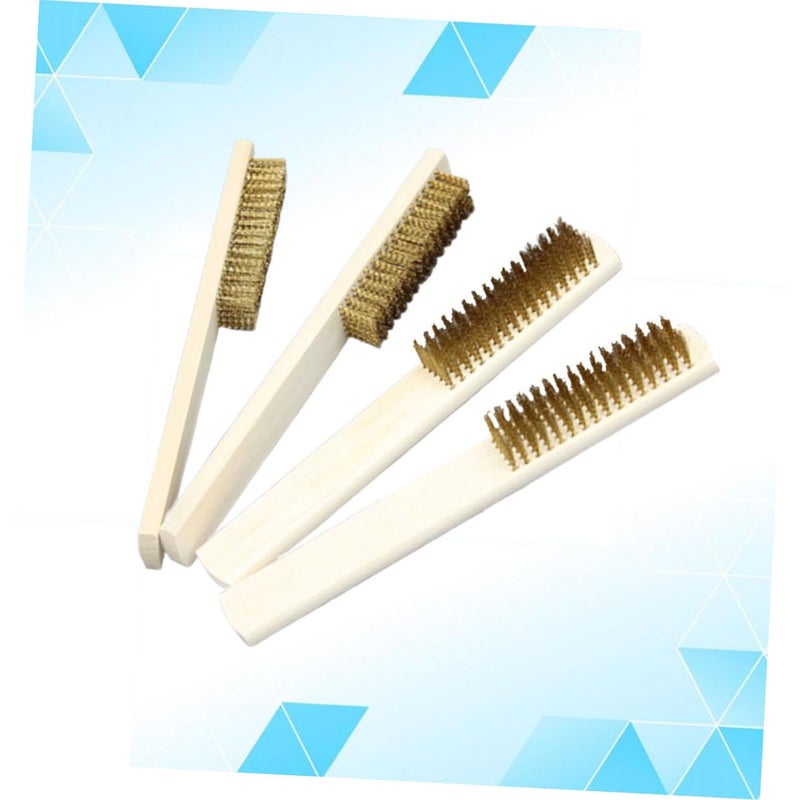 4 Pack Steel Wire Brushes for Cleaning Kitchen Paint Rust Wooden Handle Tool Set - Image 3