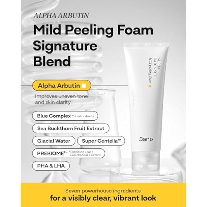 BANO Alpha Arbutin Mild Peeling Foam – PHA LHA Salicylic Acid Exfoliating Cleanser | Glow & Uneven Tone | Korean Skincare for Sensitive Skin | Fragrance-Free | 4.05 fl oz - Image 5