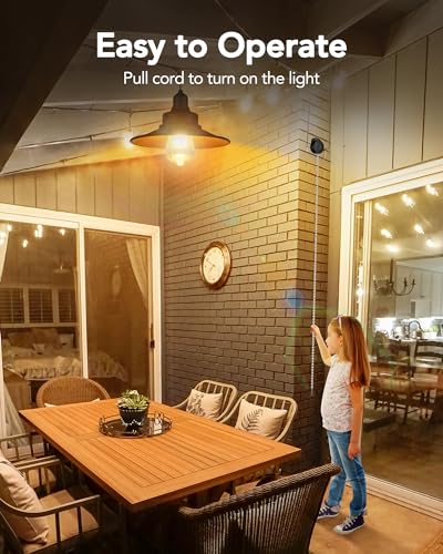 FabStyl Solar Pendant Light Indoor Outdoor, Solar Shed Light IP65 Waterproof Metal Powered Hanging Chandelier, Gazebo Lights with Pull Cord for Garden, Chicken Coop, Gazebo, Barn - Image 3
