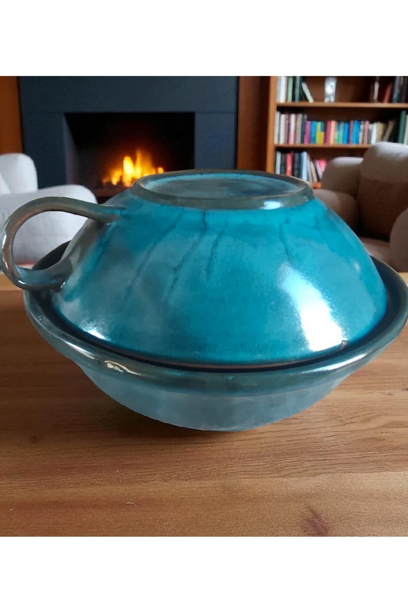 color zone pottery 2-in-1 pot with lid, ceramic and earthenware casserole - oven and microwave safe. Can withstand direct and indirect heat, flame or oven. - Image 1