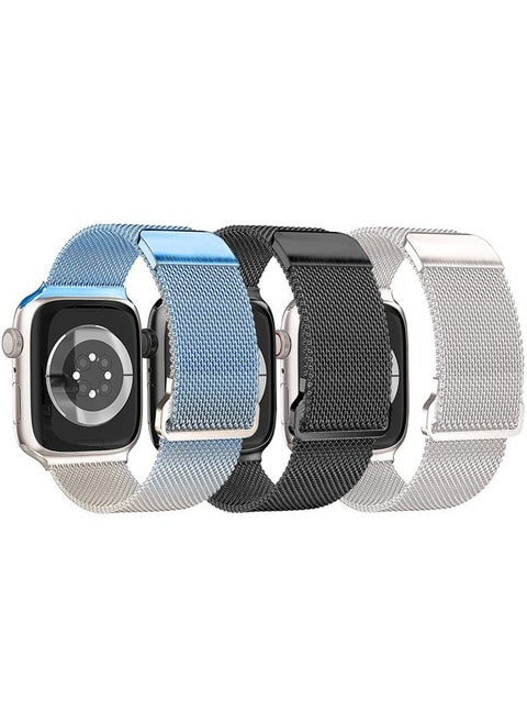 3 Pack Metal Bands Compatible with Apple Watch Bands for Women (42 Series 10)mm 41mm 40mm 38mm, Stainless Steel Magnetic Loop Apple Watch Band for iWatch Bands Series 10/9/8/7/6/5/4/3/2/1/SE