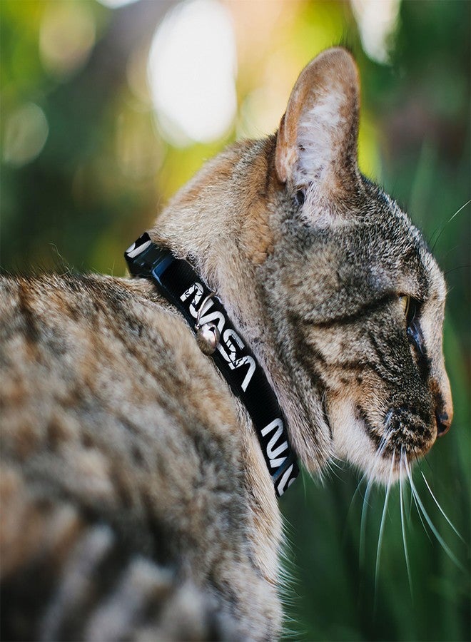 Buckle Down Buckle-Down Breakaway Cat Collar with Bell, Plastic Clip, Easy Adjustable, NASA Text Black White, 8.5 to 12 Inches 0.5 Inch Wide - Image 2