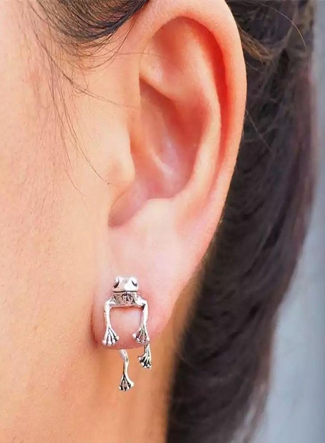 YANCHUN Frog Earrings for Women 3D Shaped Vintage Weird Funny Trendy Fashion Accessories Jewelry Gifts, Brass, No Gemstone - Image 2