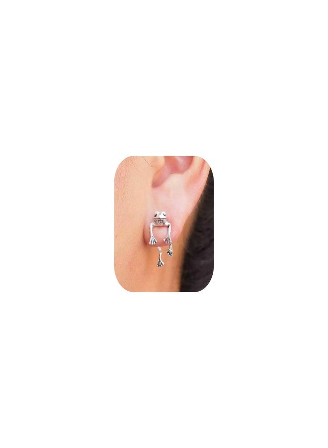 YANCHUN Frog Earrings for Women 3D Shaped Vintage Weird Funny Trendy Fashion Accessories Jewelry Gifts, Brass, No Gemstone - Image 1