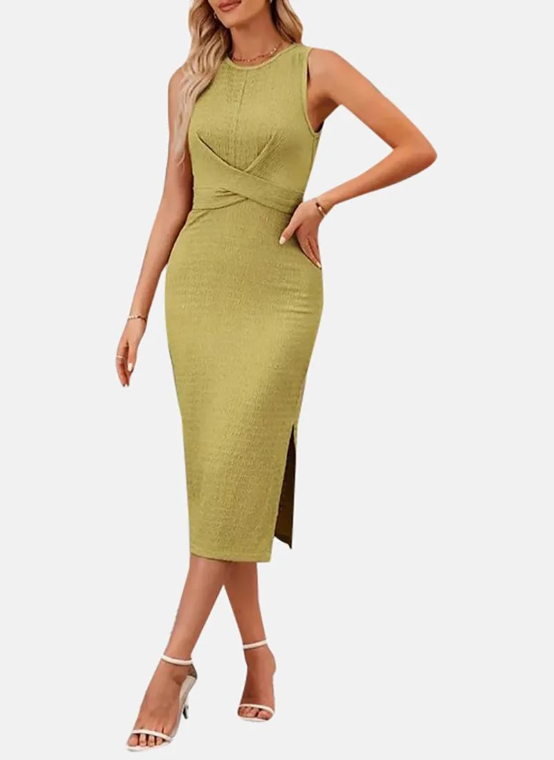 YUNIQEE Green Solid Bodycon Dress