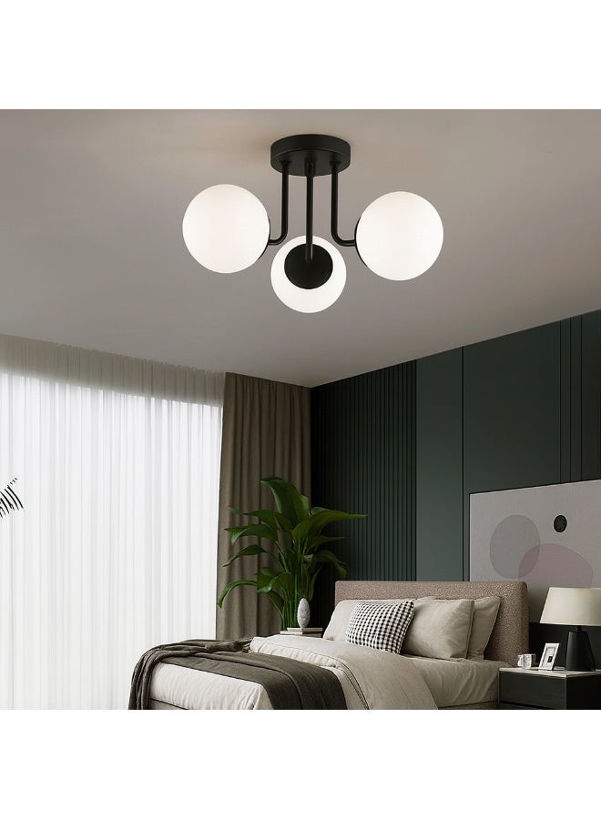 Cluc Black Globo di vetro Chandelier - 3 globes - Image 1