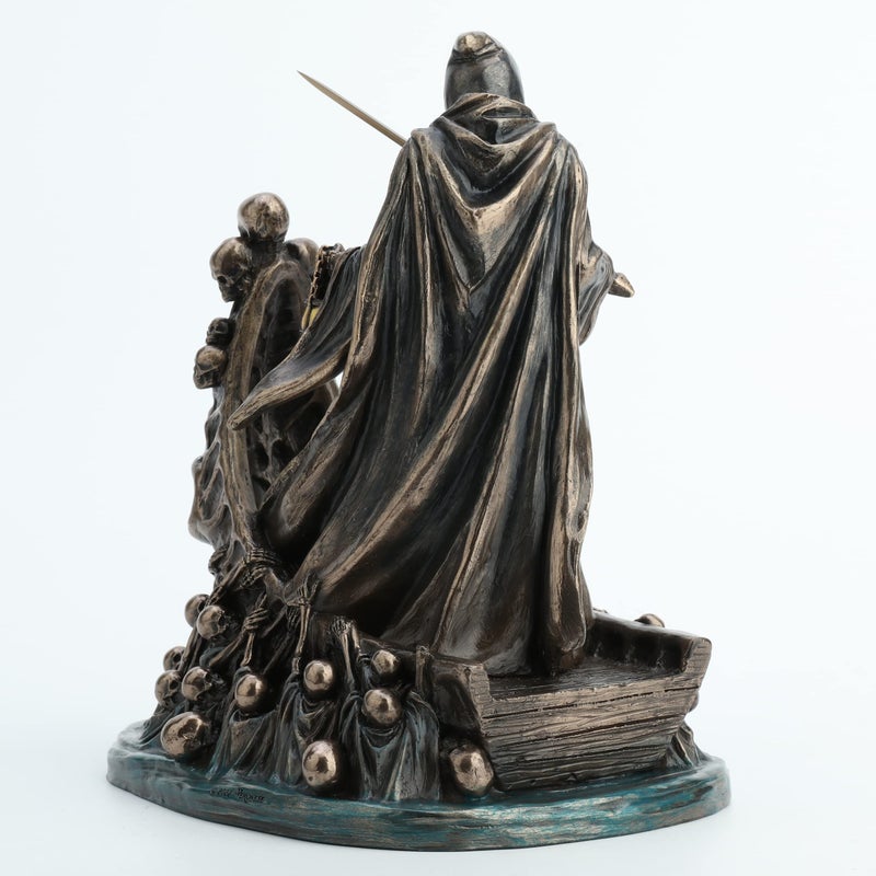 Veronese Design Veronese Design 7 7/8 Inch Tall Dark Messenger and The Ferry of The Damned Resin Sculpture Bronze Finish Grim Reaper Statue  - Image 5