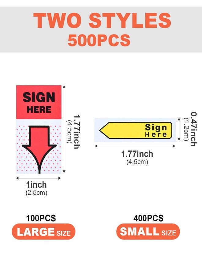 SOTMALTK 2 Size Sign Here Sticky Tabs, 500 Pcs Sign Here Post It Flags - Image 2