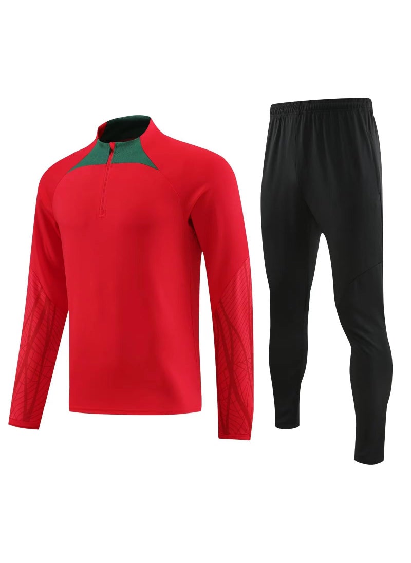 Generic Thickened Long Sleeve Soccer Jerseys Training Vest Warm Half Pull Over Football Shirts Wholesale Team Logo Printing Available Red 