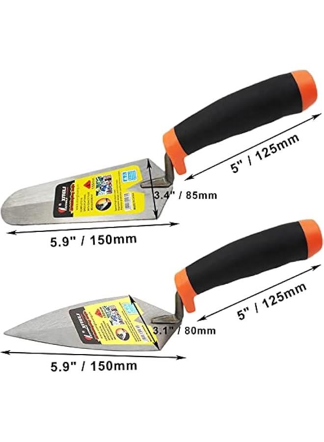 Arabest 2 Pcs Masonry Hand Tool Set, 6 Pointing & Gauging Trowel Set with Soft Grip Handle - Image 2