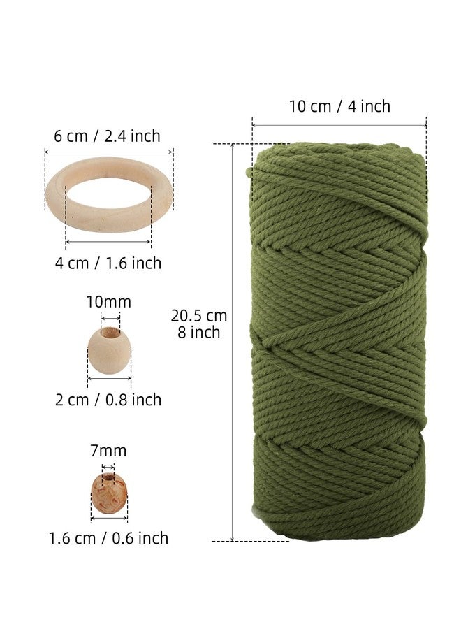 Munzong Army Green Macrame Cord 5mm x 109 Yards, 100m Colorful Handmade Natural Cotton Rope Macrame Yarn 4 Strand Twisted Craft Cords for Wall Hanging Plant Hangers Crafts Knitting Decorative Project - Image 2