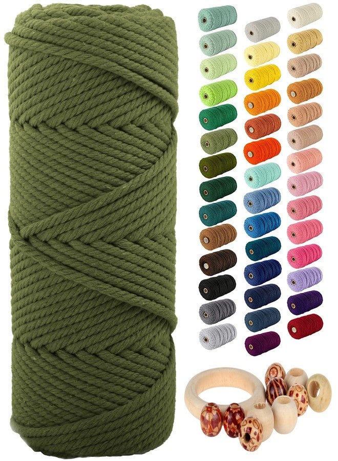 Munzong Army Green Macrame Cord 5mm x 109 Yards, 100m Colorful Handmade Natural Cotton Rope Macrame Yarn 4 Strand Twisted Craft Cords for Wall Hanging Plant Hangers Crafts Knitting Decorative Project - Image 1