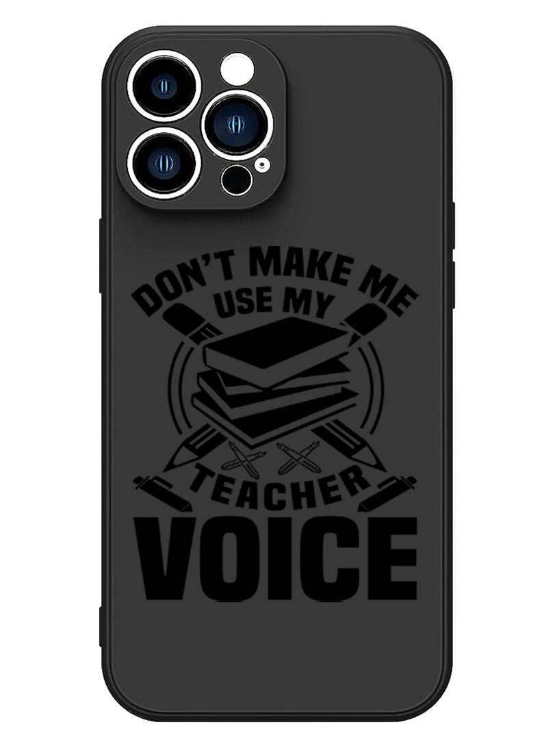 Theodor Protective Slim Fit Case Liquid Silicone Cover with Full Body Protection Anti-Scratch Shockproof Case For iPhone 13 Pro Max Black  - Teacher Voice white copy - Image 1