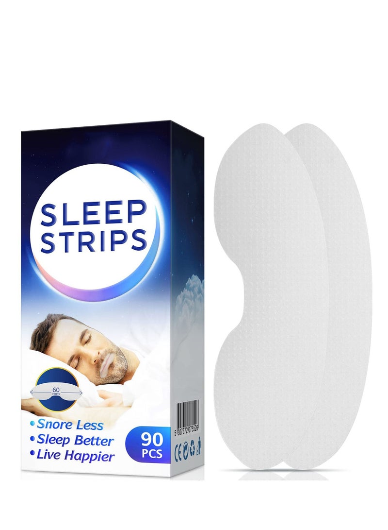 SYOSI 90Pcs Sleep Strips Mouth Tape Anti Snore Mouth Strips for Better Nose Breathing Less Mouth Breath and Snore Improved Nighttime Sleeping for Men Women - Image 1