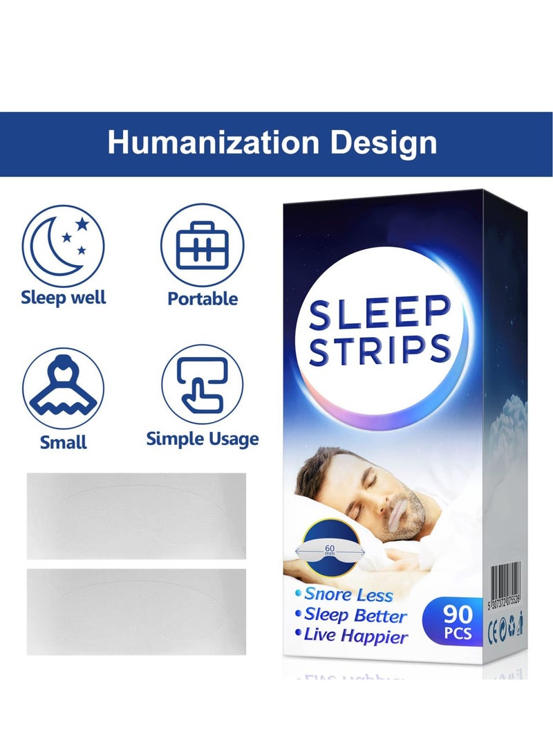 SYOSI 90Pcs Sleep Strips Mouth Tape Anti Snore Mouth Strips for Better Nose Breathing Less Mouth Breath and Snore Improved Nighttime Sleeping for Men Women - Image 2
