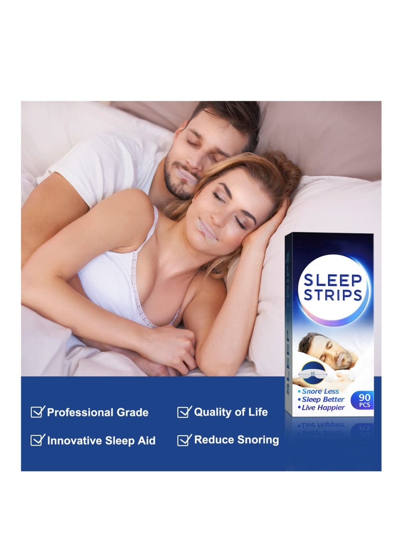 SYOSI 90Pcs Sleep Strips Mouth Tape Anti Snore Mouth Strips for Better Nose Breathing Less Mouth Breath and Snore Improved Nighttime Sleeping for Men Women - Image 4