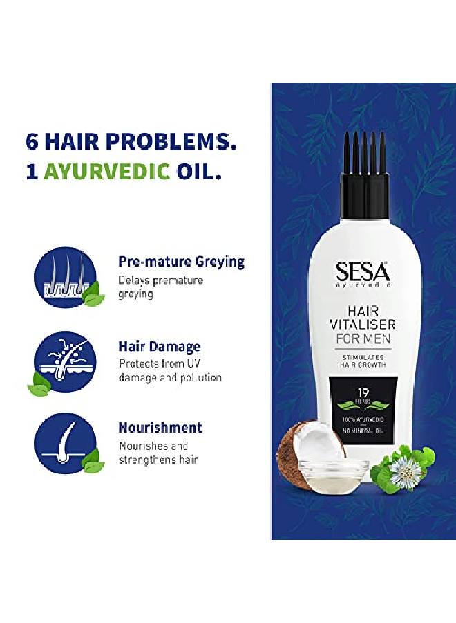 Sesa Ayurvedic Hair Vitaliser For Men For Hair Growth 19 Herbs + 11 Oils No Mineral Oil With Comb Applicator 100 Ml  - Image 4