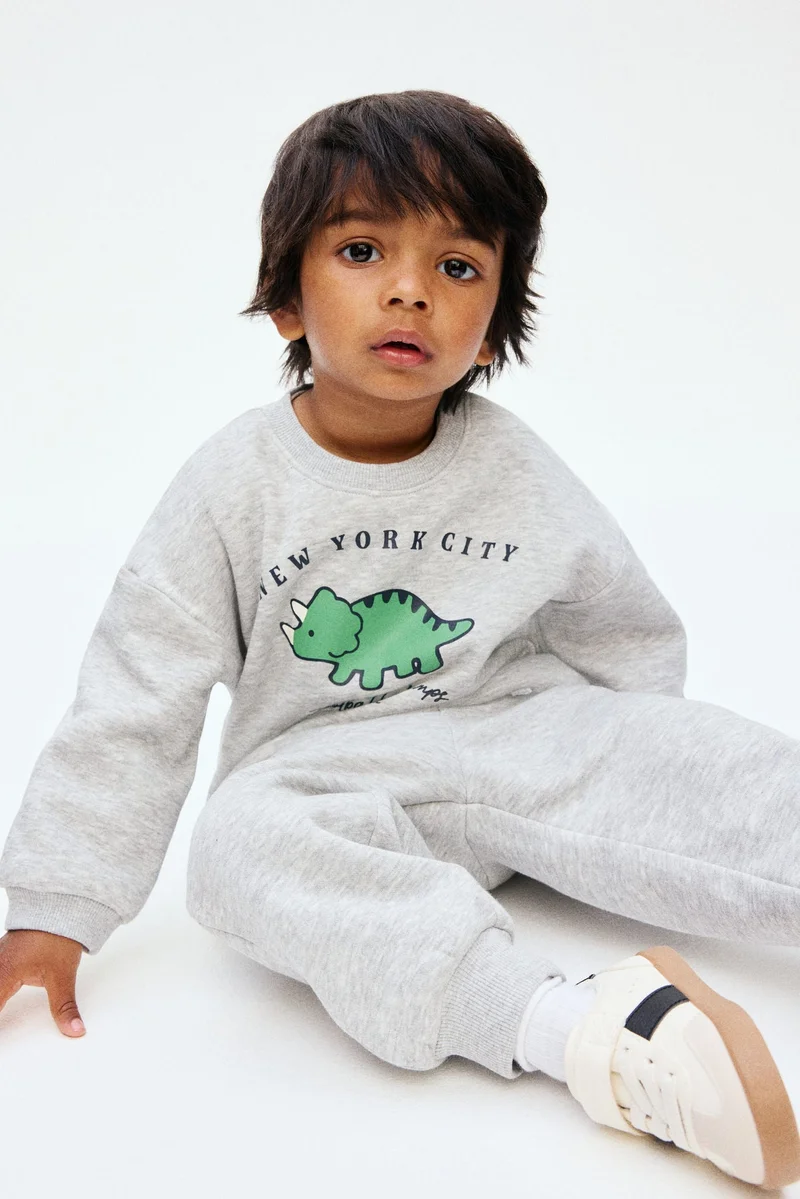 H&M 2-piece printed brushed-inside sweatshirt set