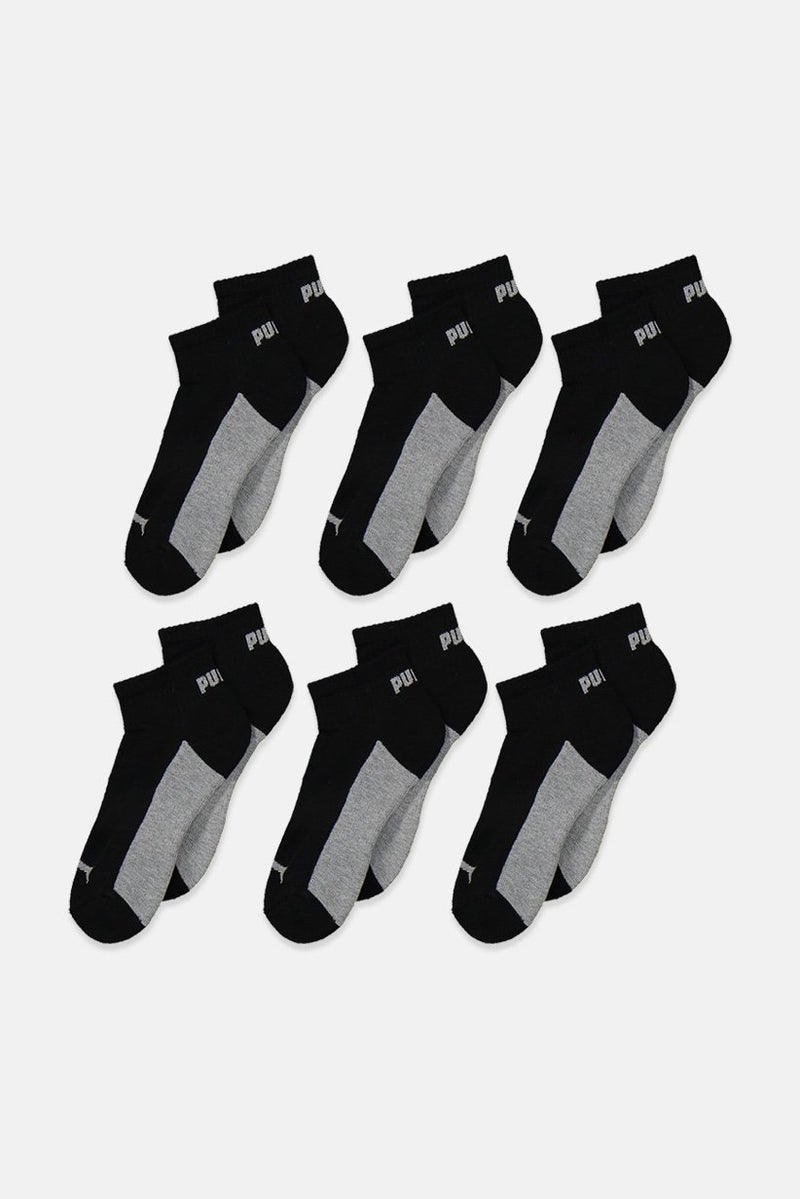 PUMA Women 6 Pairs Quarter Crew Socks, Black and Grey