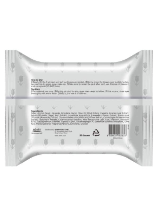 Purederm - Natural Make-up Cleansing Tissues “ALOE” 30Tissues. - Image 1