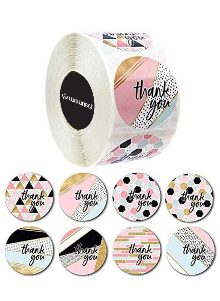 Wownect Pattern Thankyou Sticker Round [1inch][500 Stickers] Labels For Envelope Seals, Packing Seals, cards, Gift Boxes, Shopping Bags, Bouquets, Cardboard Decoration  - Image 1