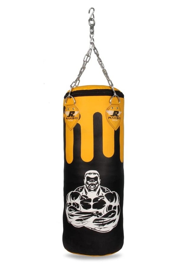 RAKSO 18 INCH Yellow -Black-unfilled Heavy Punching Bag with Hanging Chain, Yellow (Black) (30 INCH) - Image 1